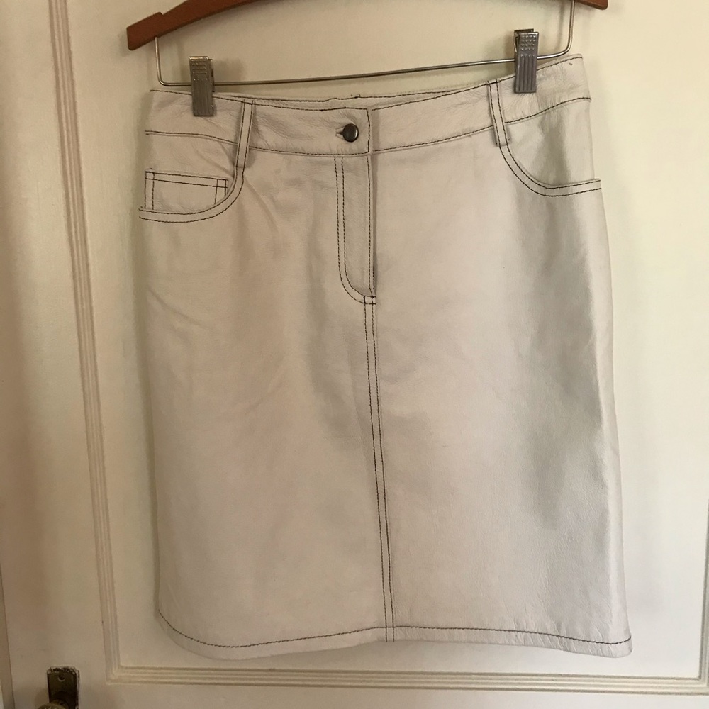 White Leather Pencil Skirt